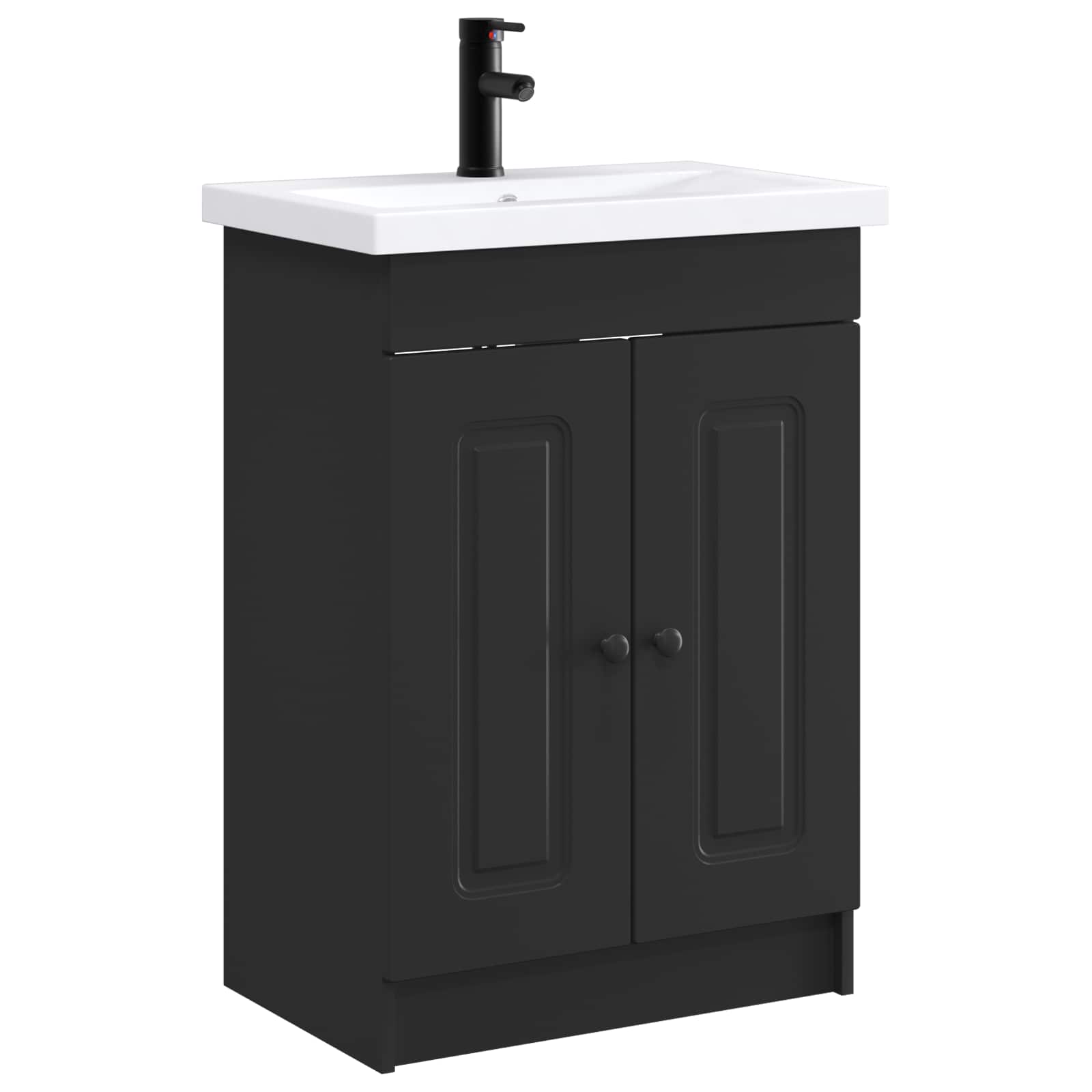 Badezimmermöbel-Set Schwarz 56 x 37,5 x 81 cm Holzwerkstoff