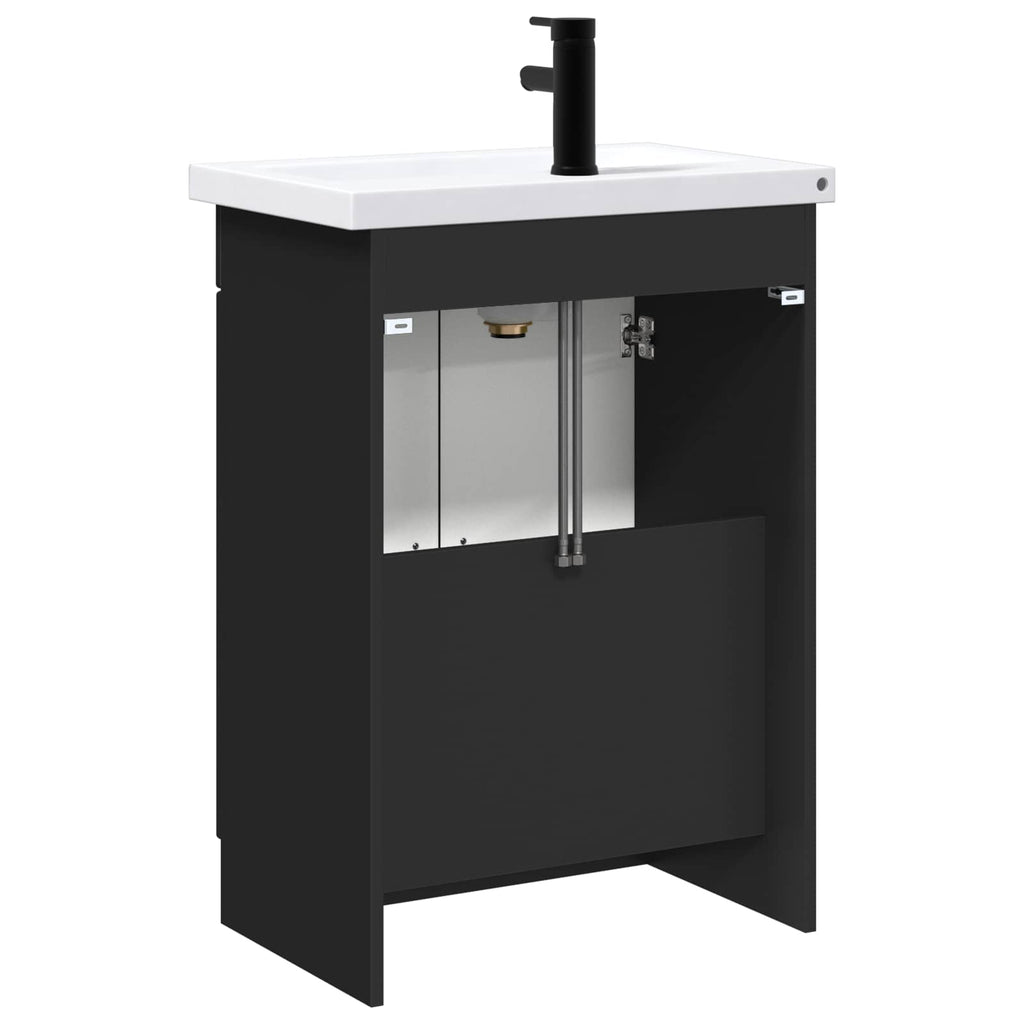 Badezimmermöbel-Set Schwarz 56 x 37,5 x 81 cm Holzwerkstoff