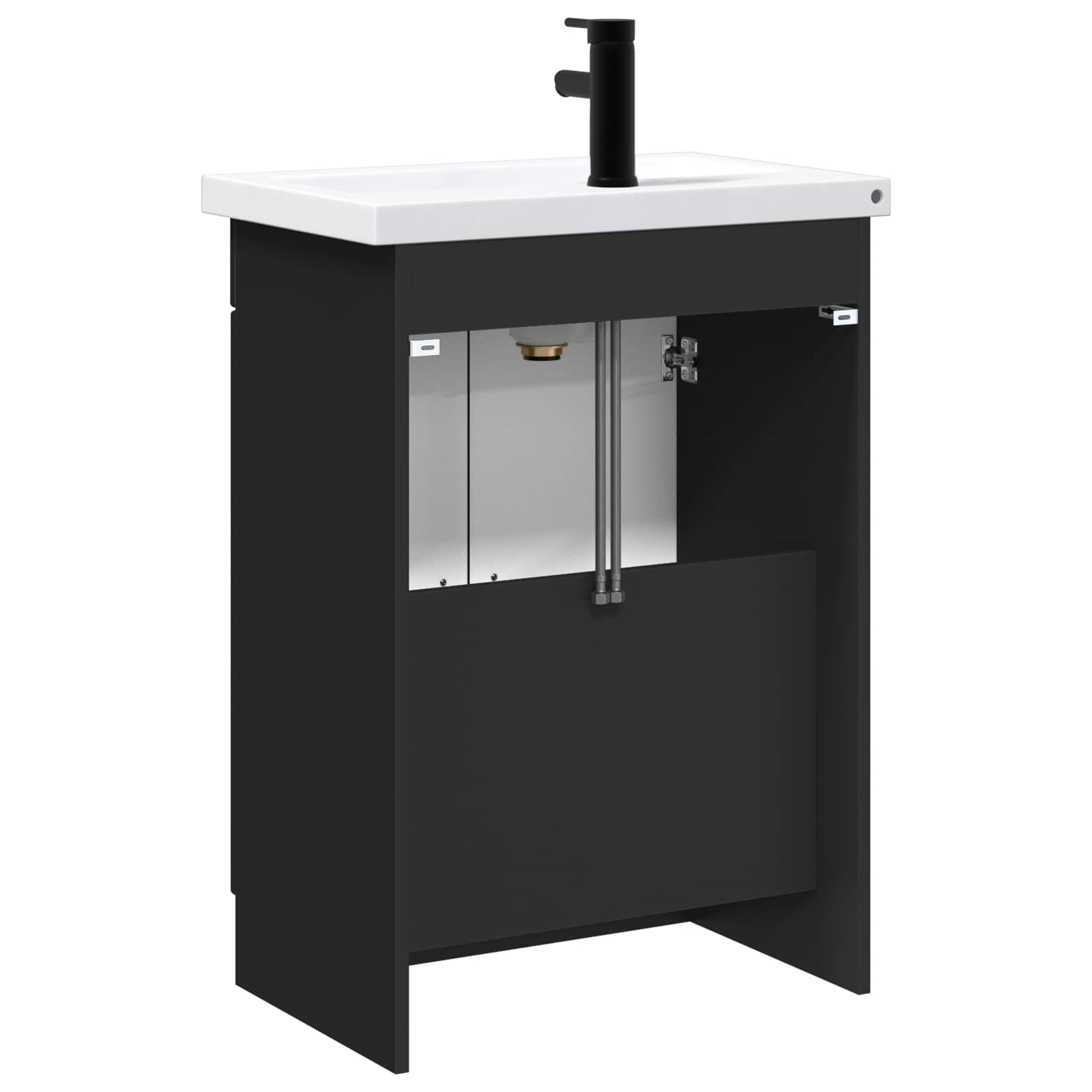 Badezimmermöbel-Set Schwarz 56 x 37,5 x 81 cm Holzwerkstoff