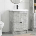Badezimmermöbel-Set Betongrau 56 x 37,5 x 81 cm Holzwerkstoff