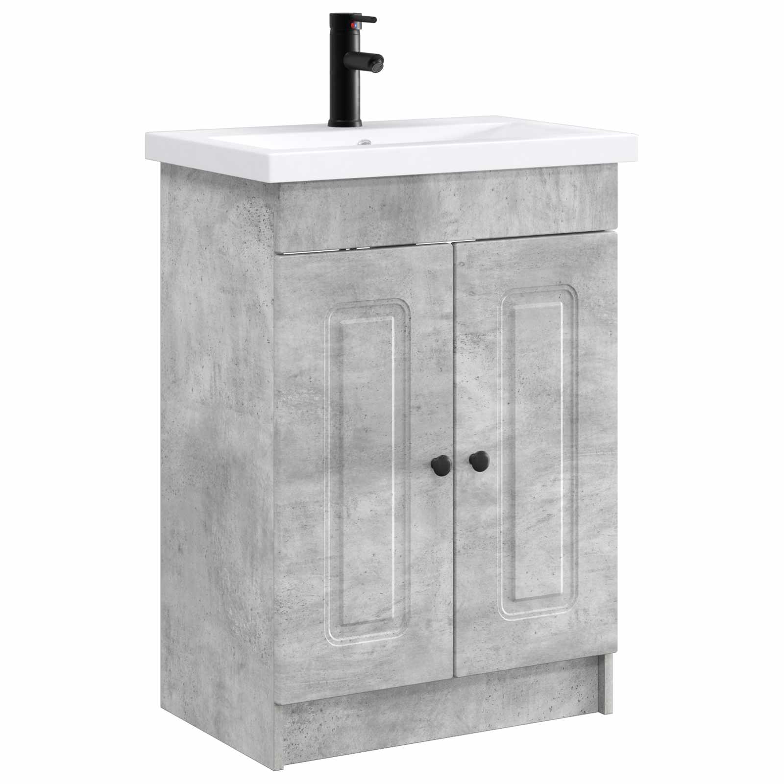 Badezimmermöbel-Set Betongrau 56 x 37,5 x 81 cm Holzwerkstoff