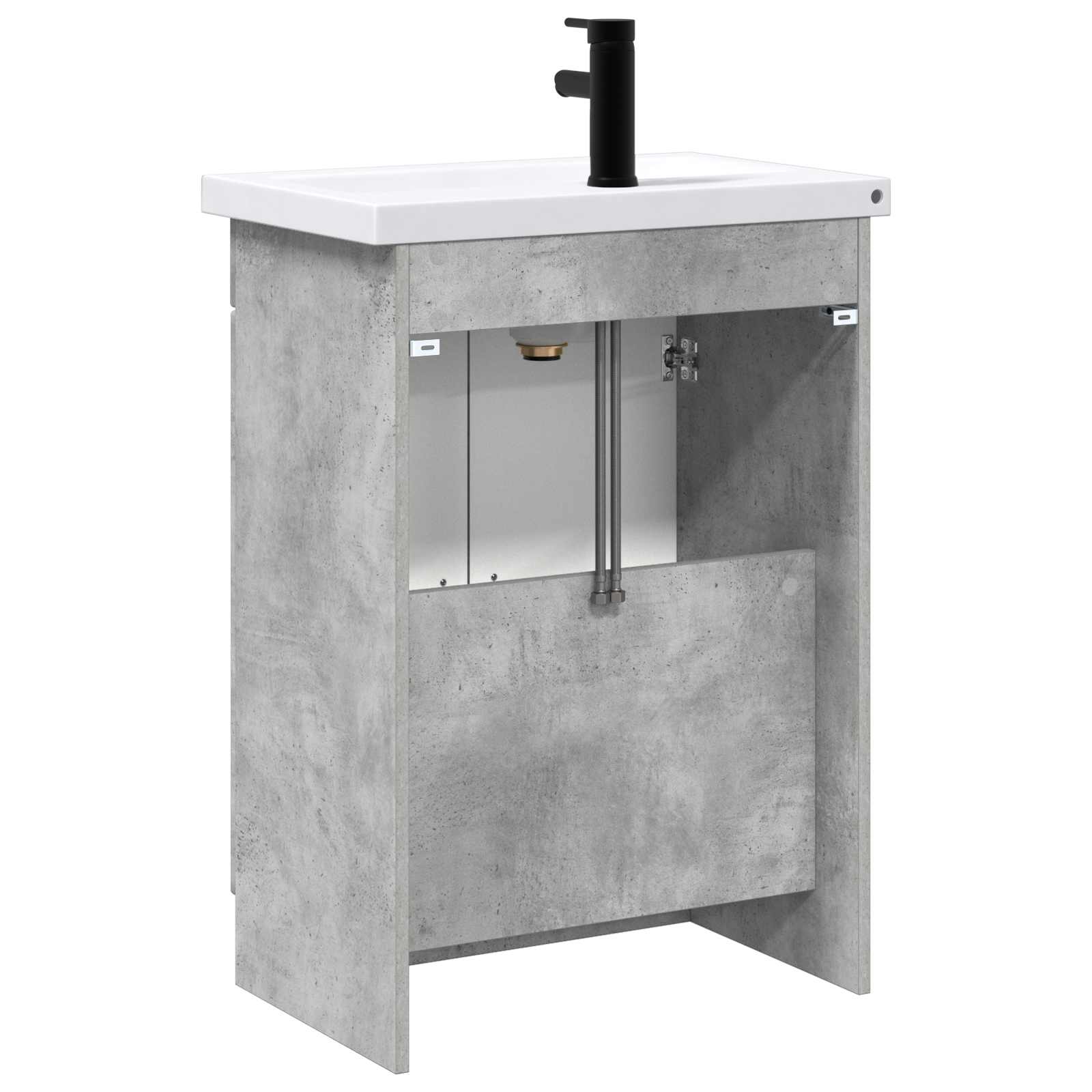 Badezimmermöbel-Set Betongrau 56 x 37,5 x 81 cm Holzwerkstoff
