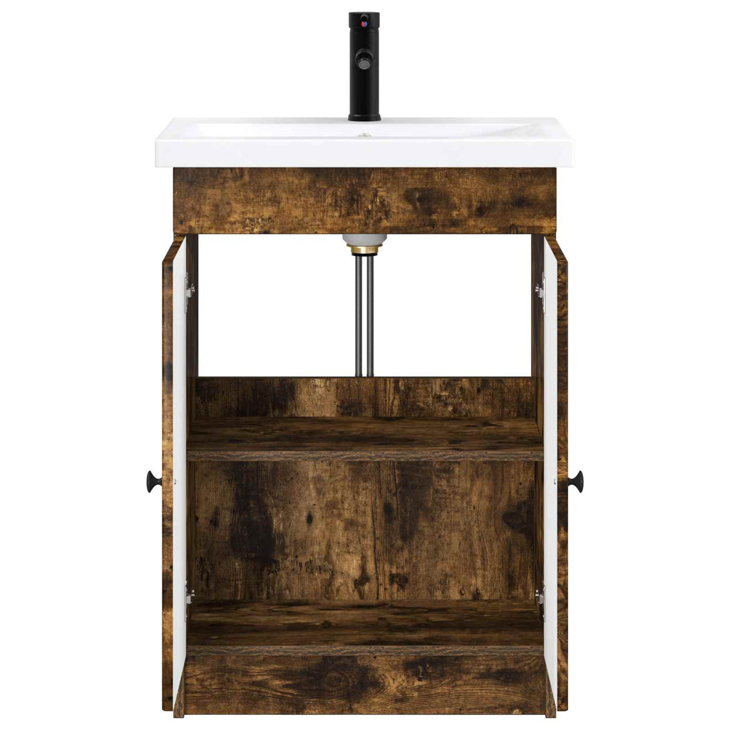 Badezimmermöbel-Set Geräucherte Eiche 56 x 37,5 x 81 cm