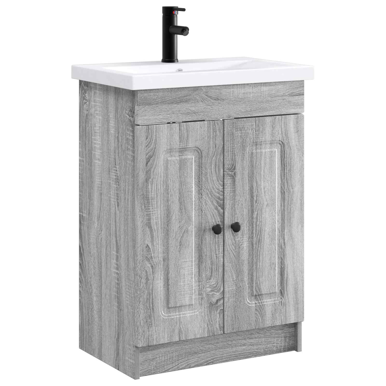 Badezimmermöbel-Set Grau Sonoma 56 x 37,5 x 81 cm Holzwerkstoff
