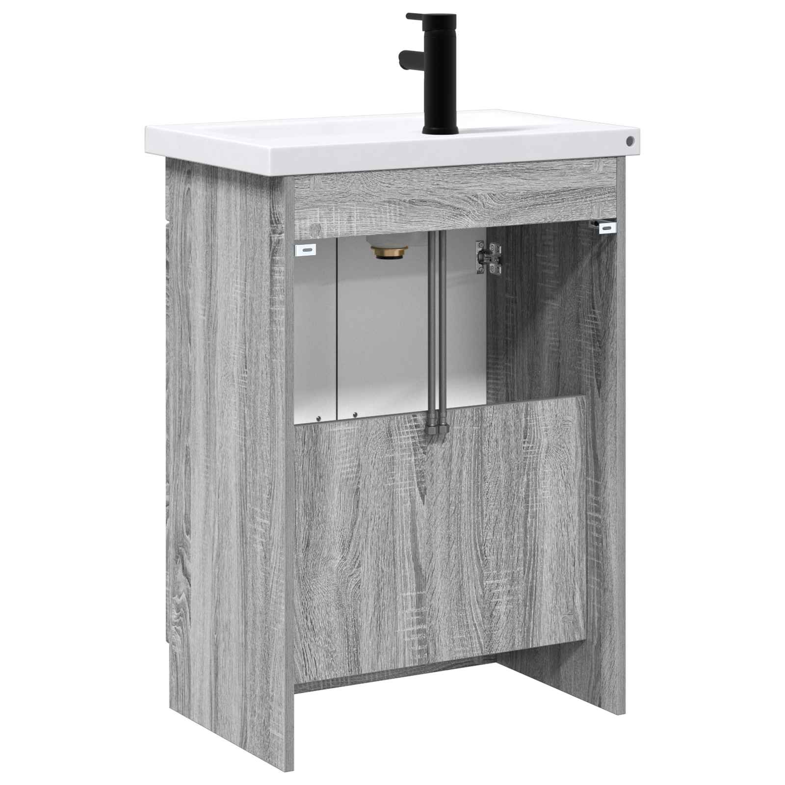 Badezimmermöbel-Set Grau Sonoma 56 x 37,5 x 81 cm Holzwerkstoff