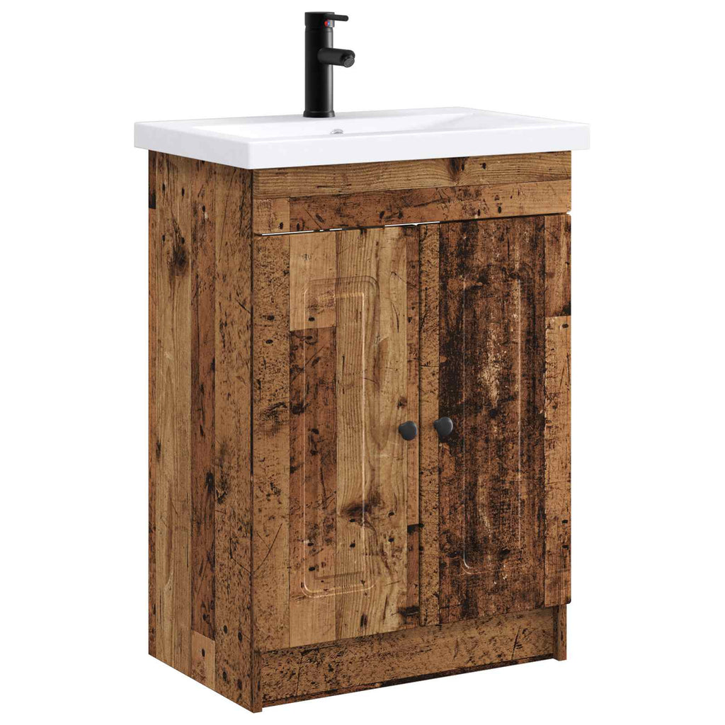 Badezimmermöbel-Set Altholz 56 x 37,5 x 81 cm Holzwerkstoff
