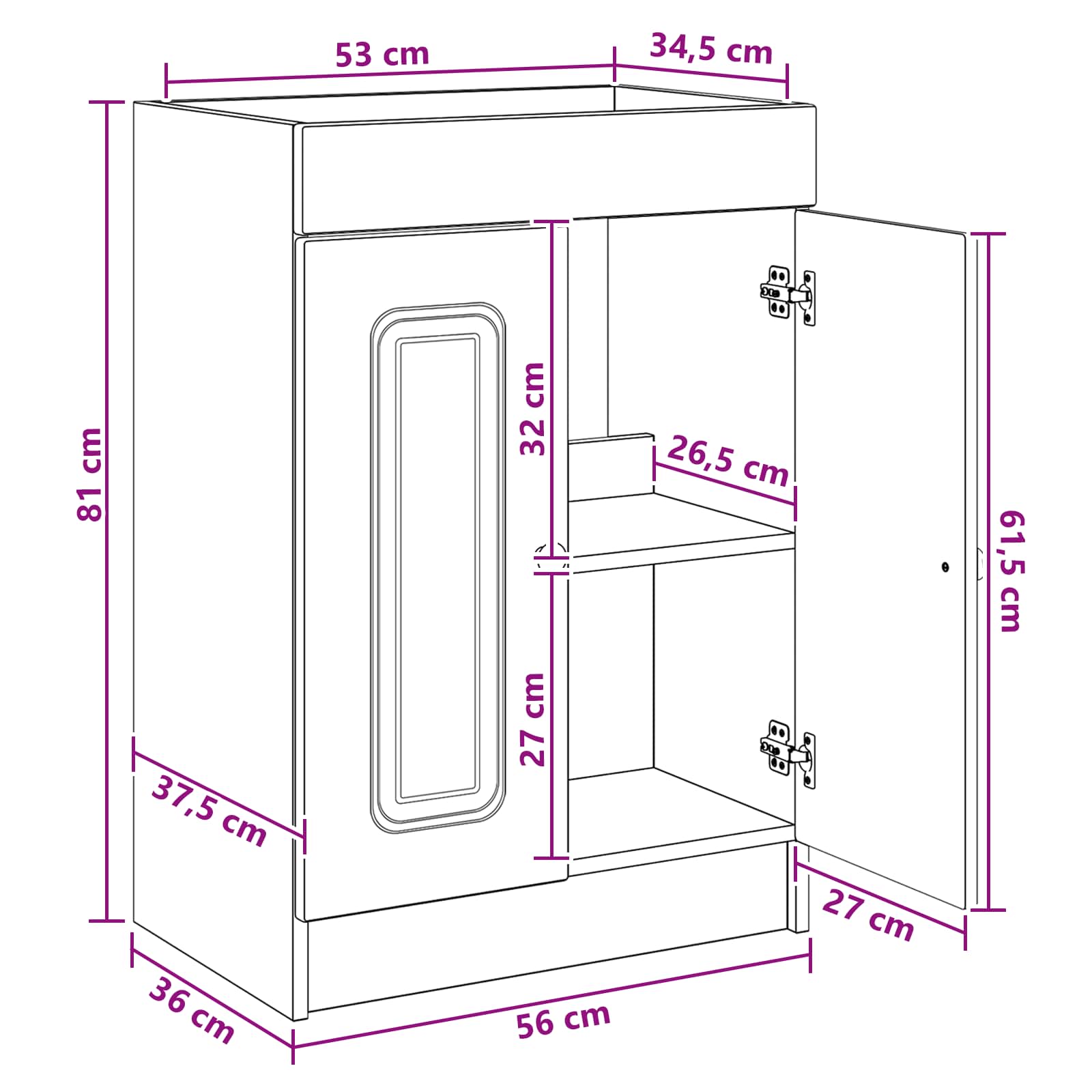 Badezimmermöbel-Set Altholz 56 x 37,5 x 81 cm Holzwerkstoff