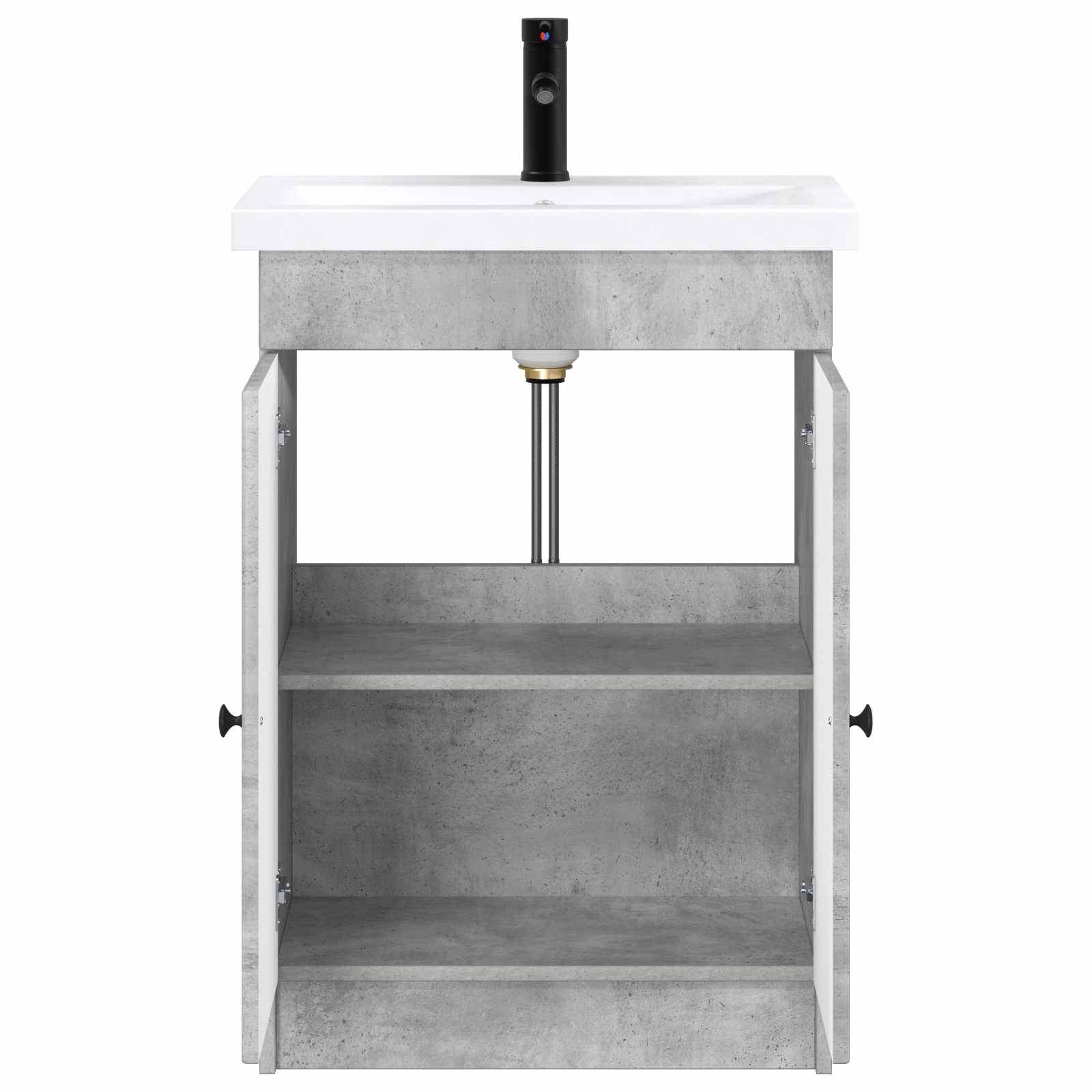 Badezimmermöbel-Set Betongrau 56 x 37,5 x 81 cm Holzwerkstoff