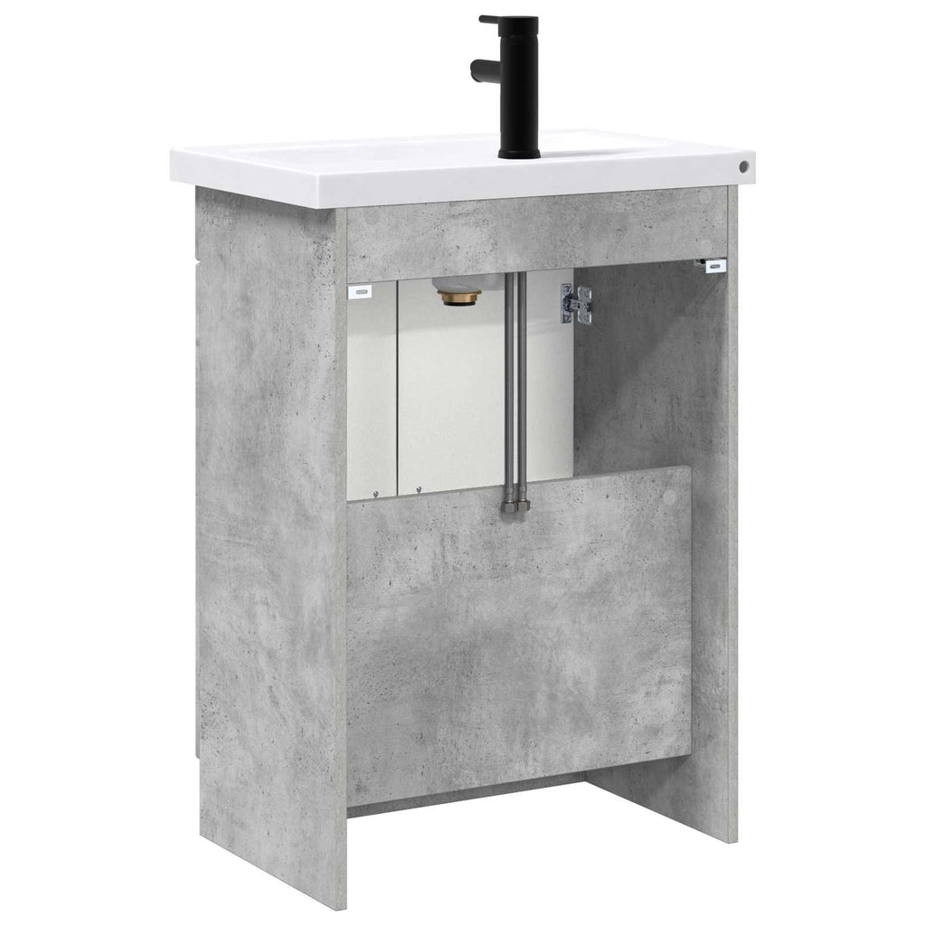 Badezimmermöbel-Set Betongrau 56 x 37,5 x 81 cm Holzwerkstoff