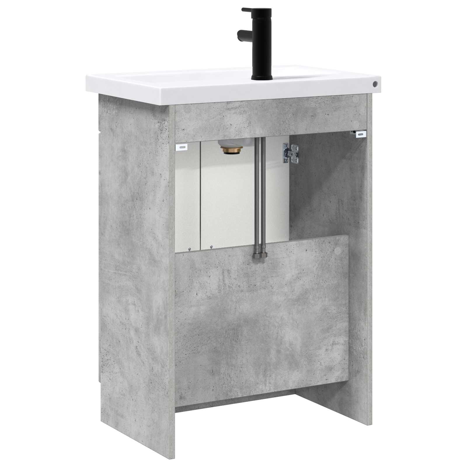 Badezimmermöbel-Set Betongrau 56 x 37,5 x 81 cm Holzwerkstoff