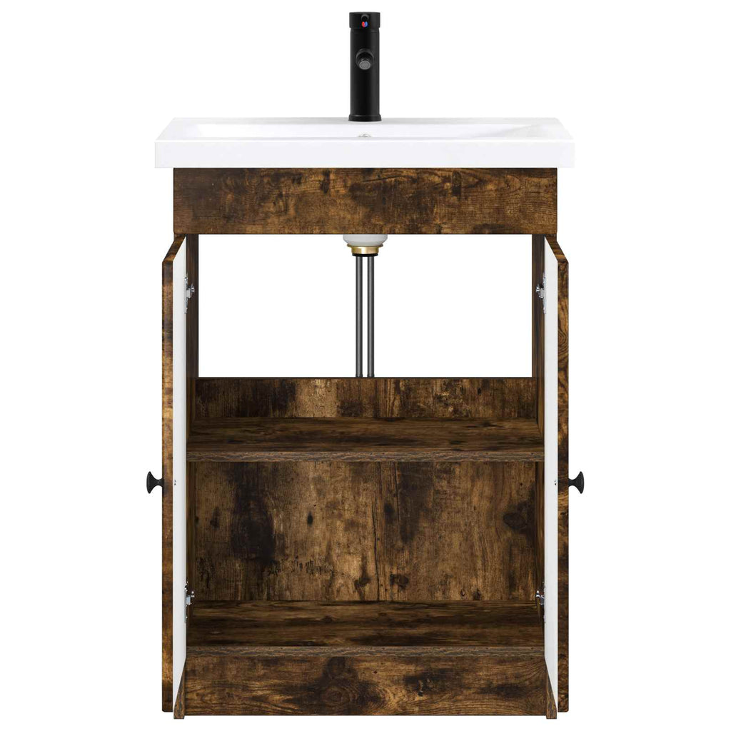 Badezimmermöbel-Set Geräucherte Eiche 56 x 37,5 x 81 cm