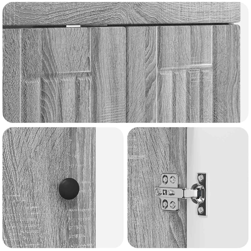 Badezimmermöbel-Set Grau Sonoma 56 x 37,5 x 81 cm Holzwerkstoff