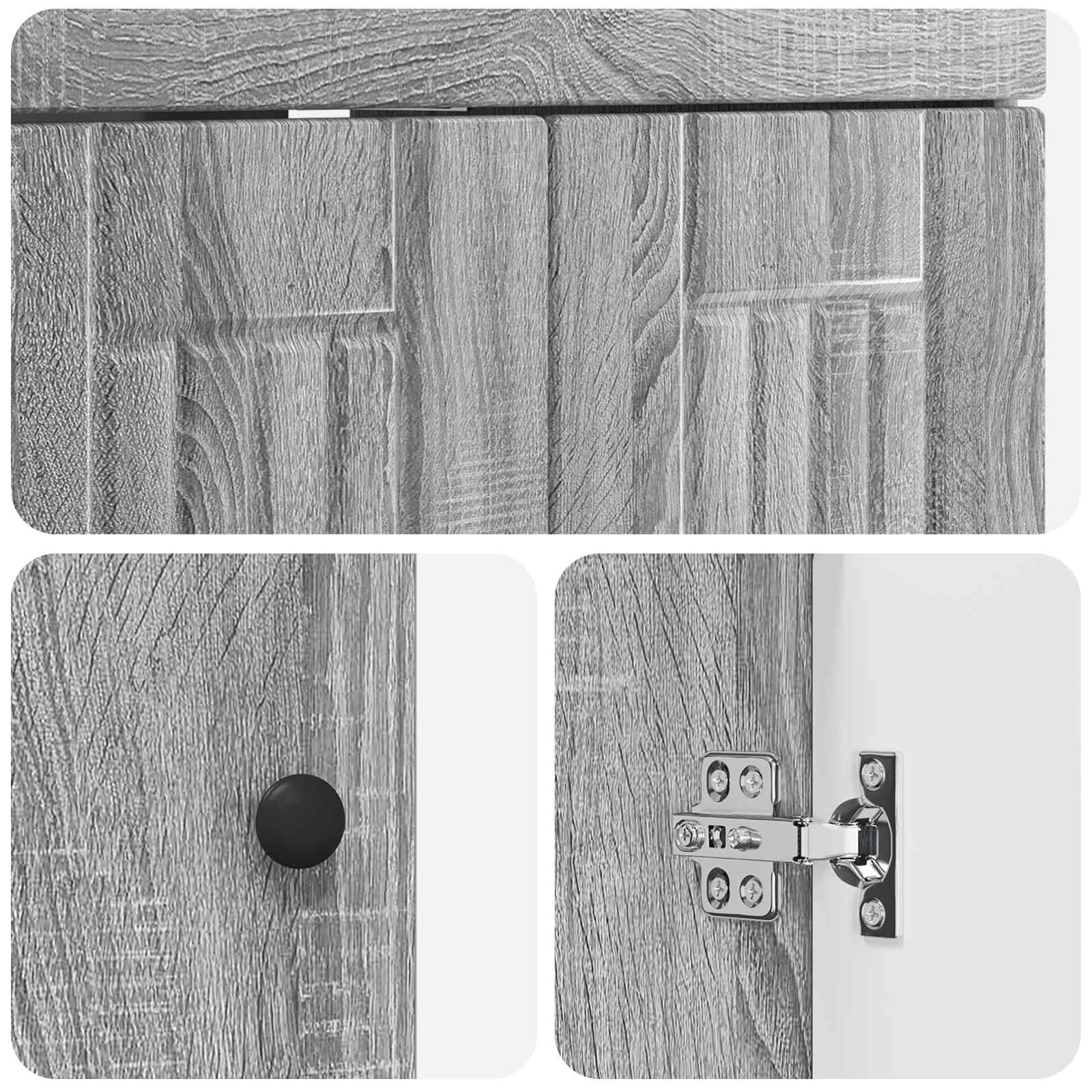 Badezimmermöbel-Set Grau Sonoma 56 x 37,5 x 81 cm Holzwerkstoff