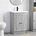 Badezimmermöbel-Set Grau Sonoma 56 x 37,5 x 81 cm Holzwerkstoff