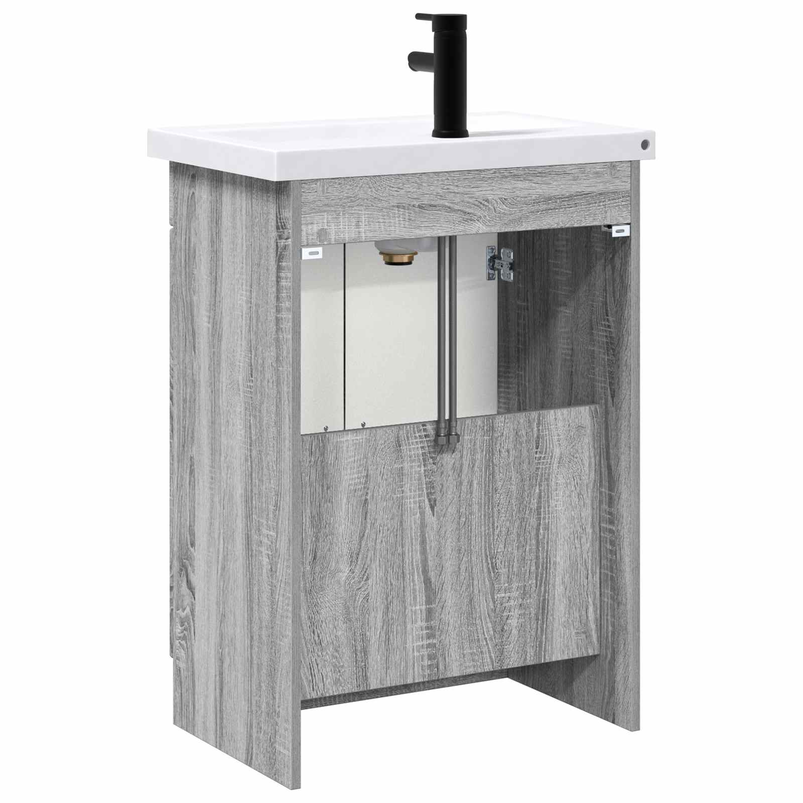 Badezimmermöbel-Set Grau Sonoma 56 x 37,5 x 81 cm Holzwerkstoff