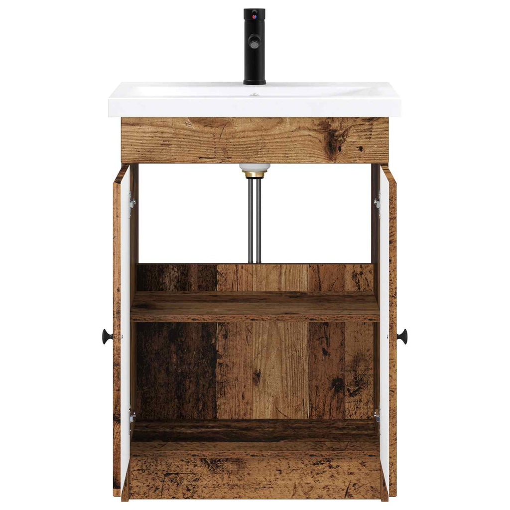 Badezimmermöbel-Set Altholz 56 x 37,5 x 81 cm Holzwerkstoff