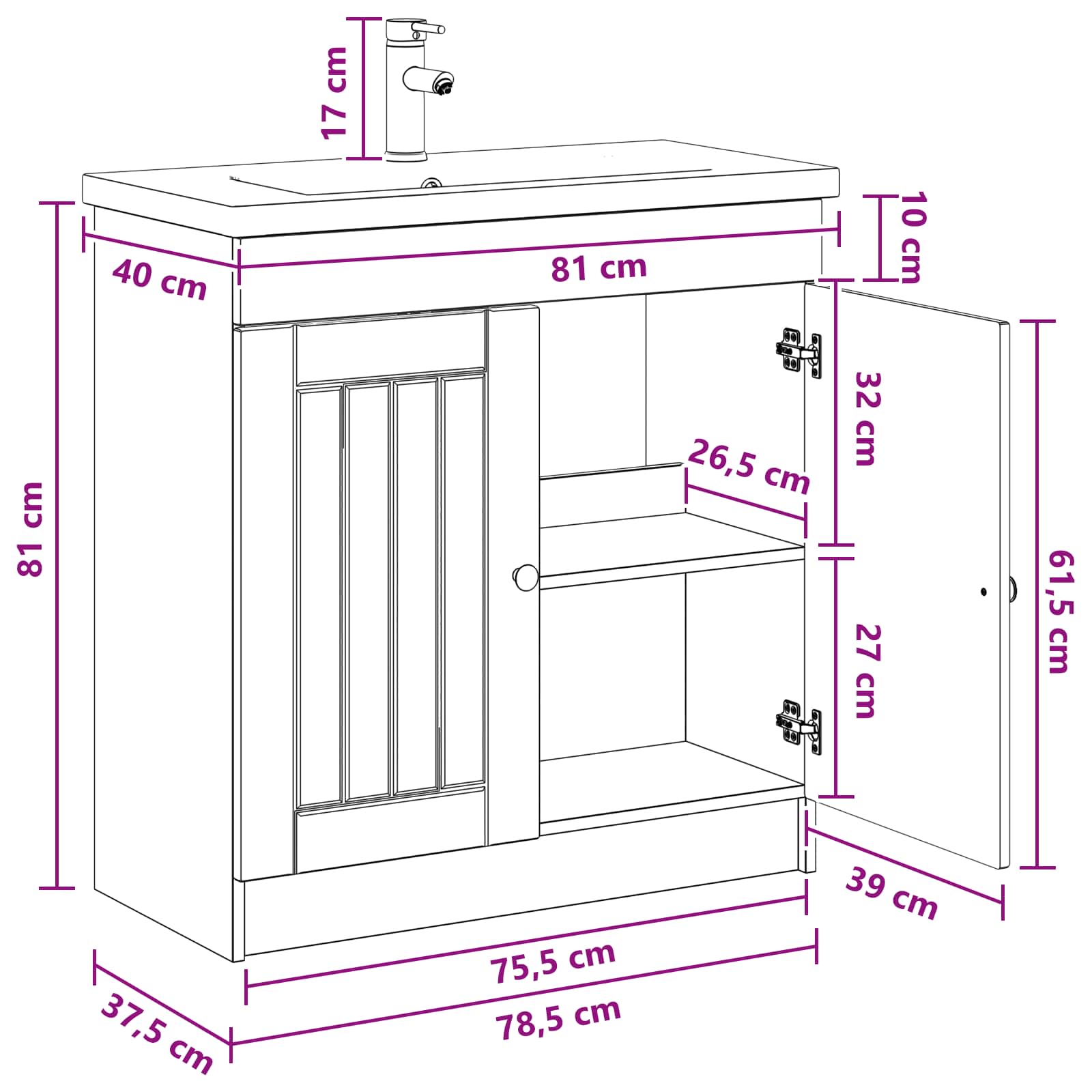 Badezimmermöbel-Set Weiß 78,5 x 37,5 x 81 cm Holzwerkstoff
