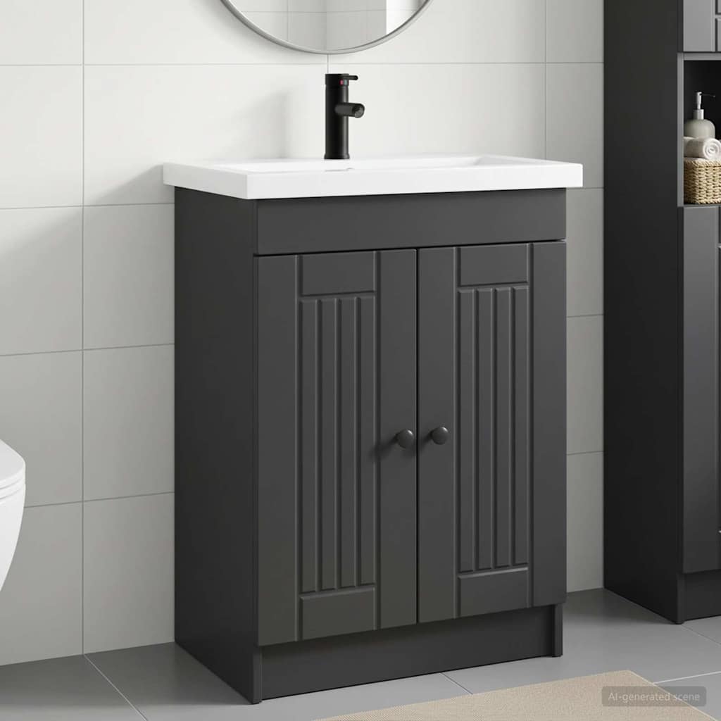 Badezimmermöbel-Set Schwarz 78,5 x 37,5 x 81 cm Holzwerkstoff