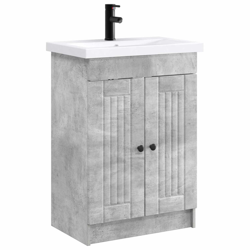 Badezimmermöbel-Set Betongrau 78,5 x 37,5 x 81 cm Holzwerkstoff