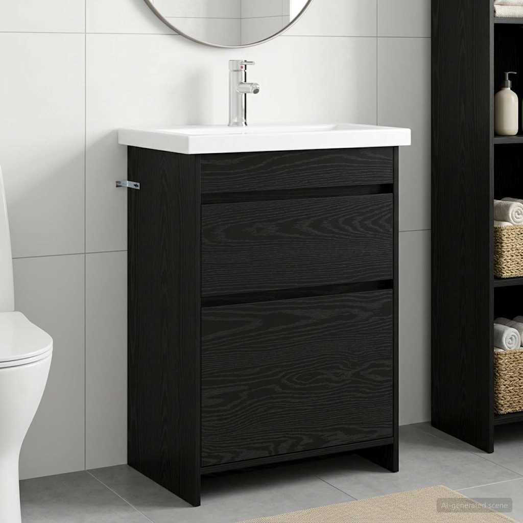 Badezimmermöbel-Set Schwarze Eiche 61 x 40 x 84,5 cm