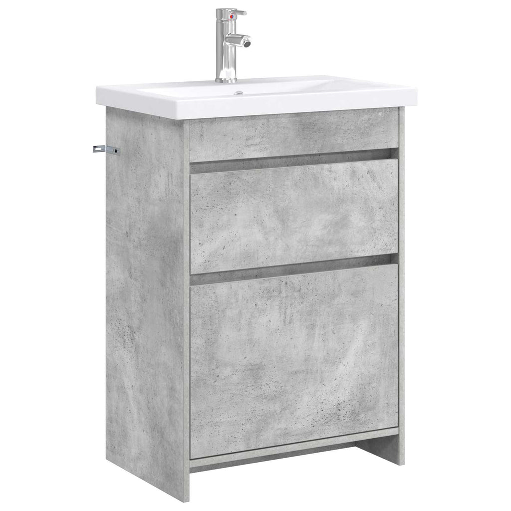 Badezimmermöbel-Set Betongrau 61 x 40 x 84,5 cm Holzwerkstoff