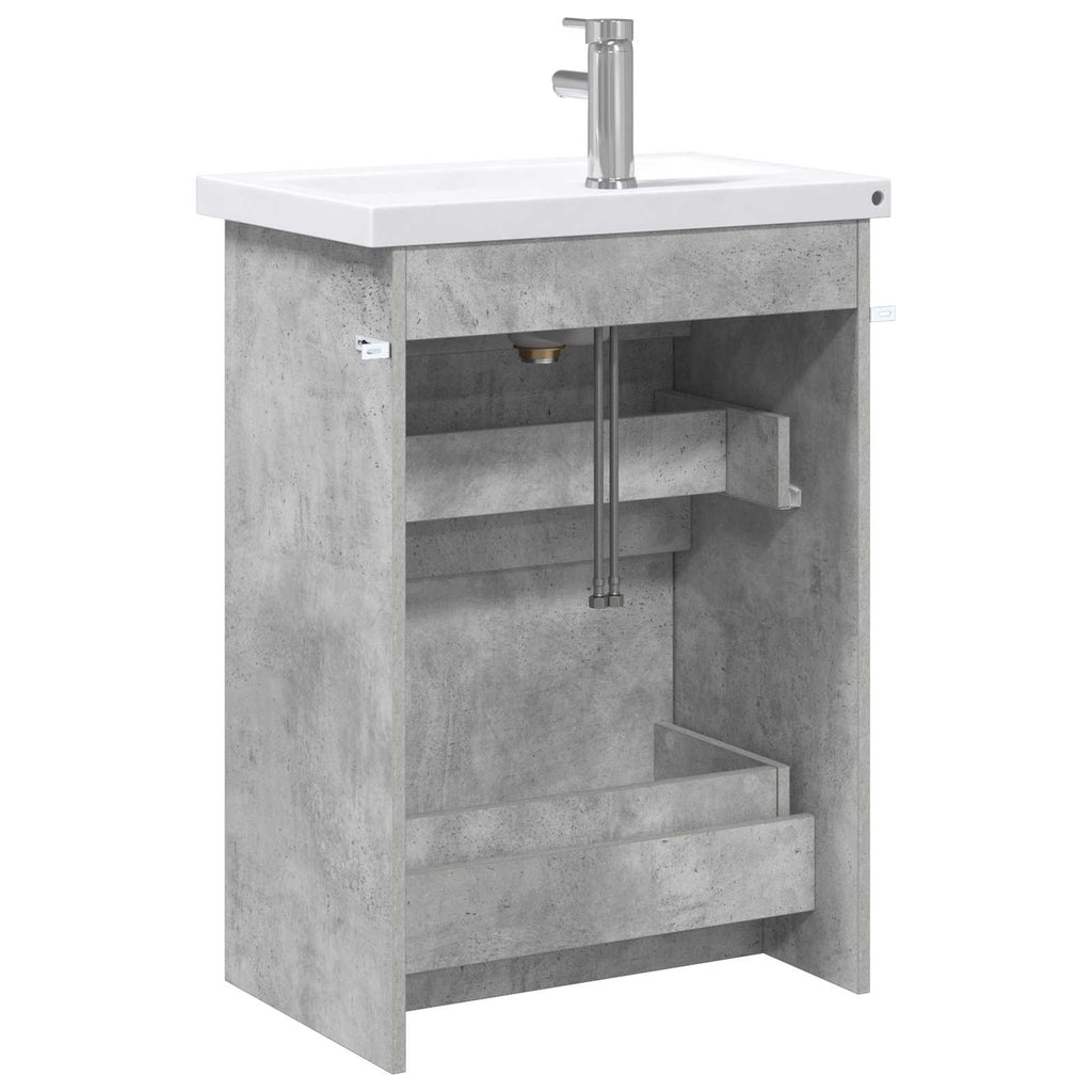 Badezimmermöbel-Set Betongrau 61 x 40 x 84,5 cm Holzwerkstoff