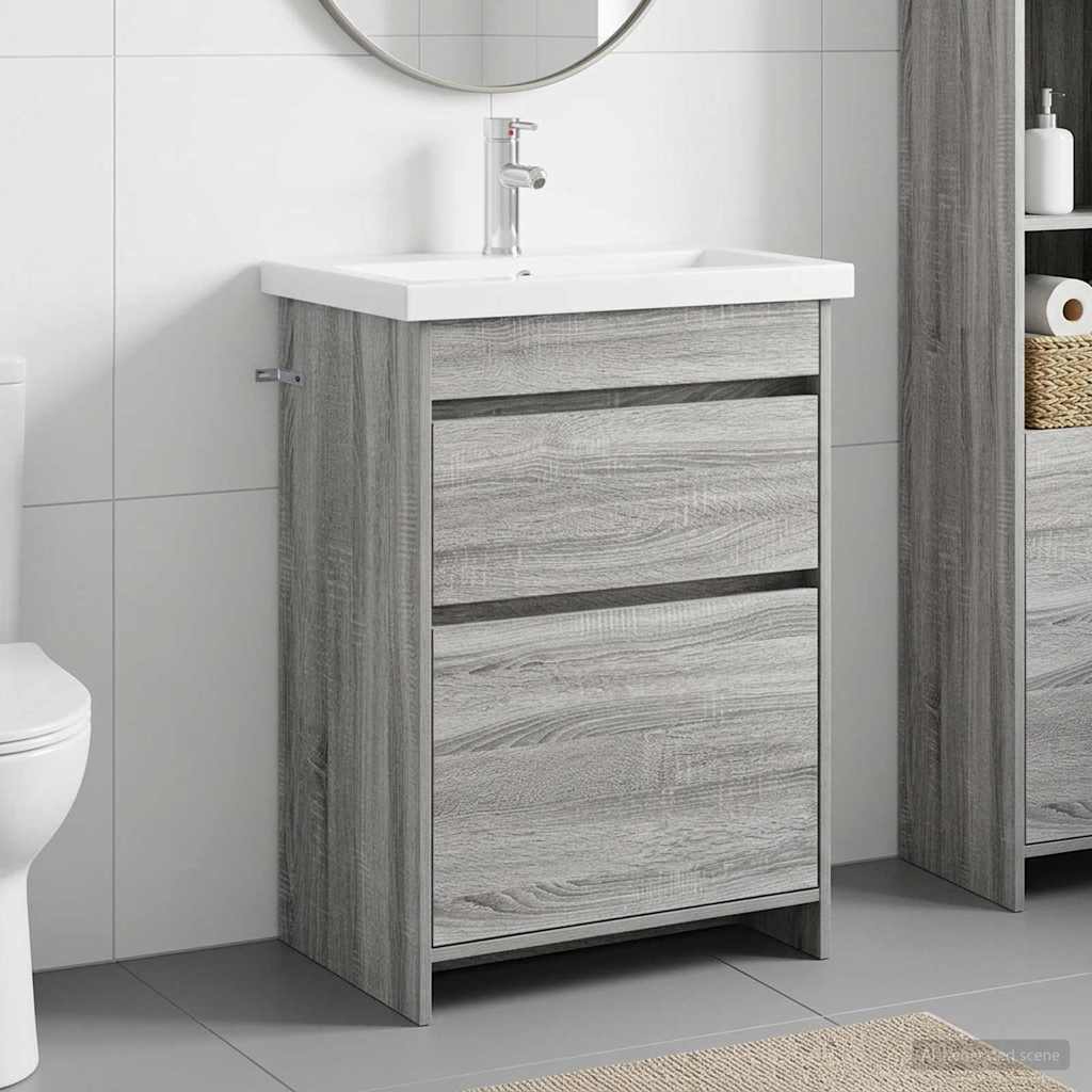 Badezimmermöbel-Set Grau Sonoma 61 x 40 x 84,5 cm Holzwerkstoff