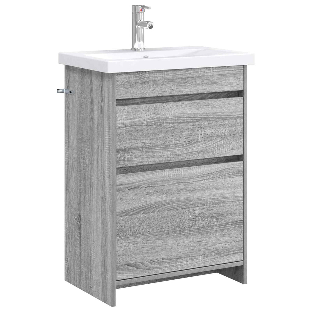 Badezimmermöbel-Set Grau Sonoma 61 x 40 x 84,5 cm Holzwerkstoff