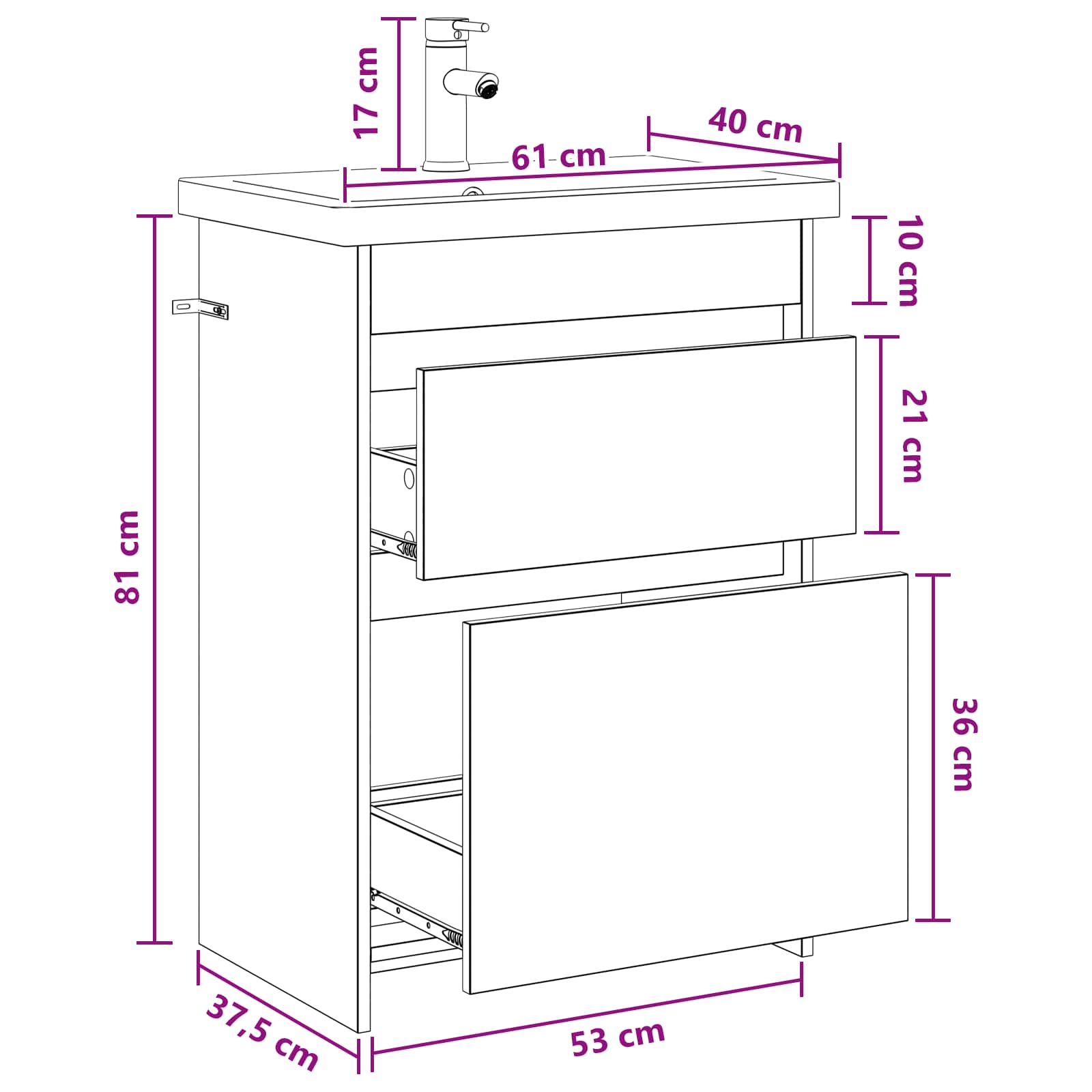 Badezimmermöbel-Set Altholz 61 x 40 x 84,5 cm Holzwerkstoff