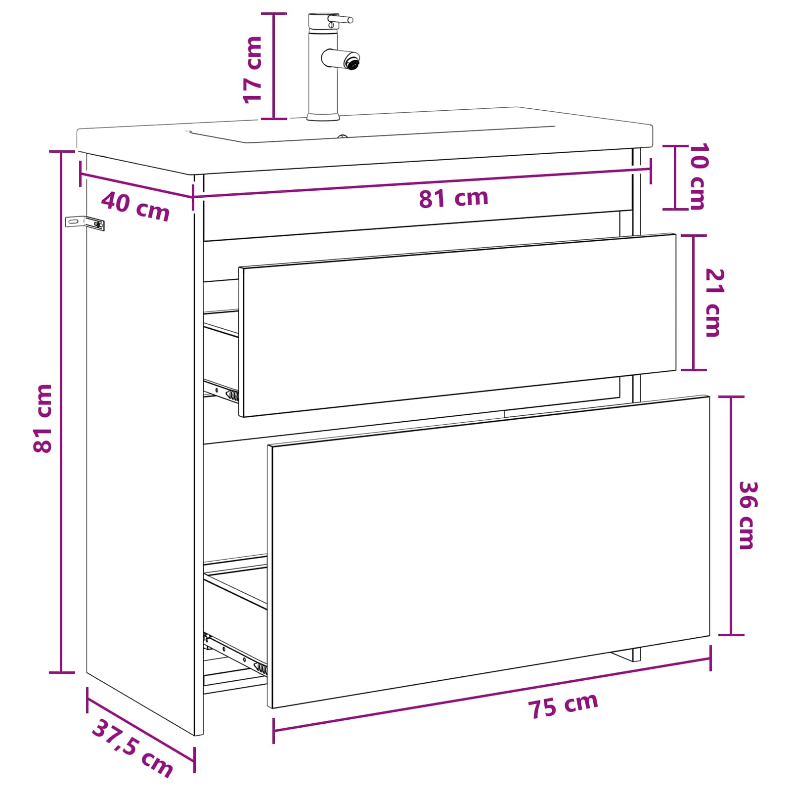 Badezimmermöbel-Set Sonoma-Eiche 81 x 40 x 84,5 cm
