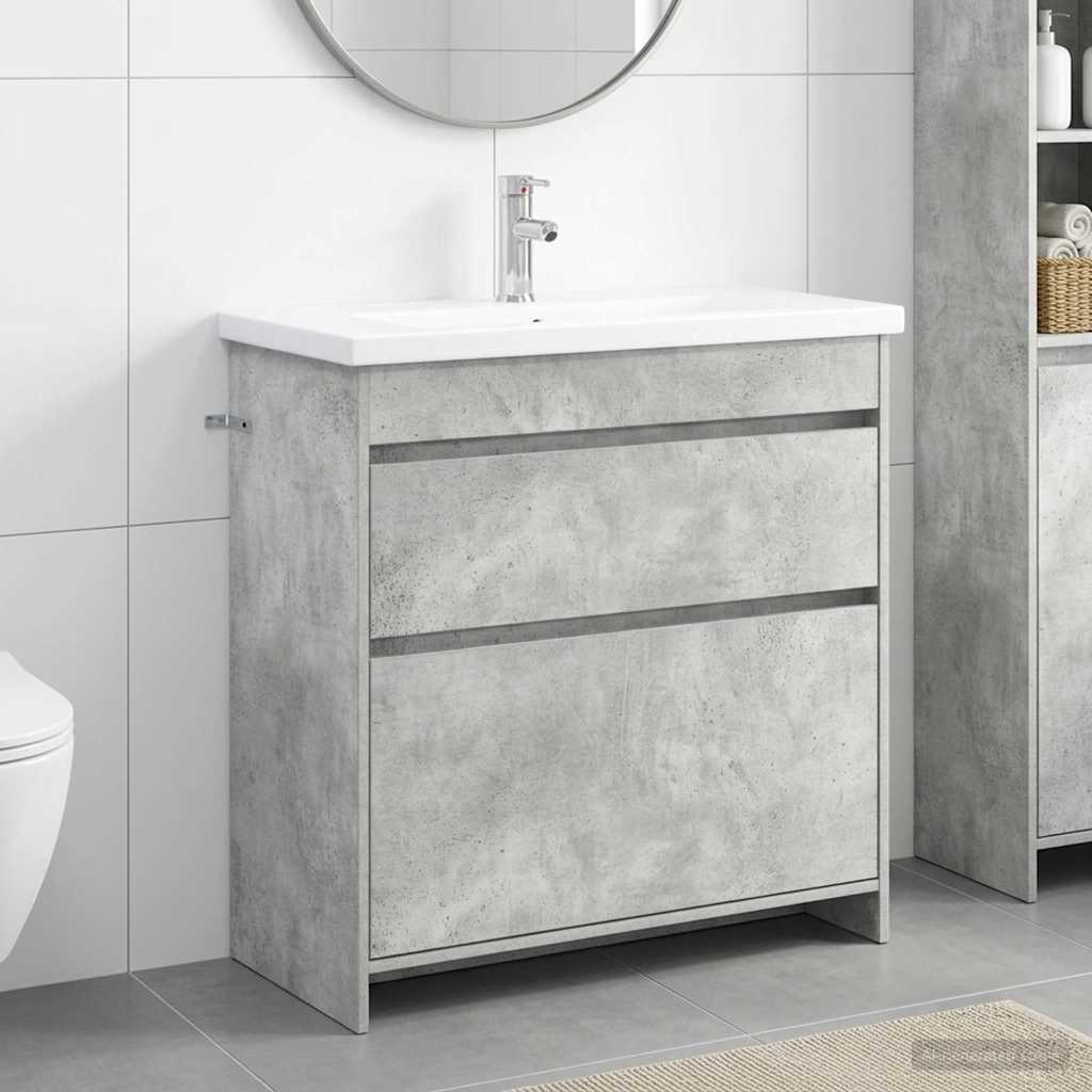 Badezimmermöbel-Set Betongrau 81 x 40 x 84,5 cm Holzwerkstoff