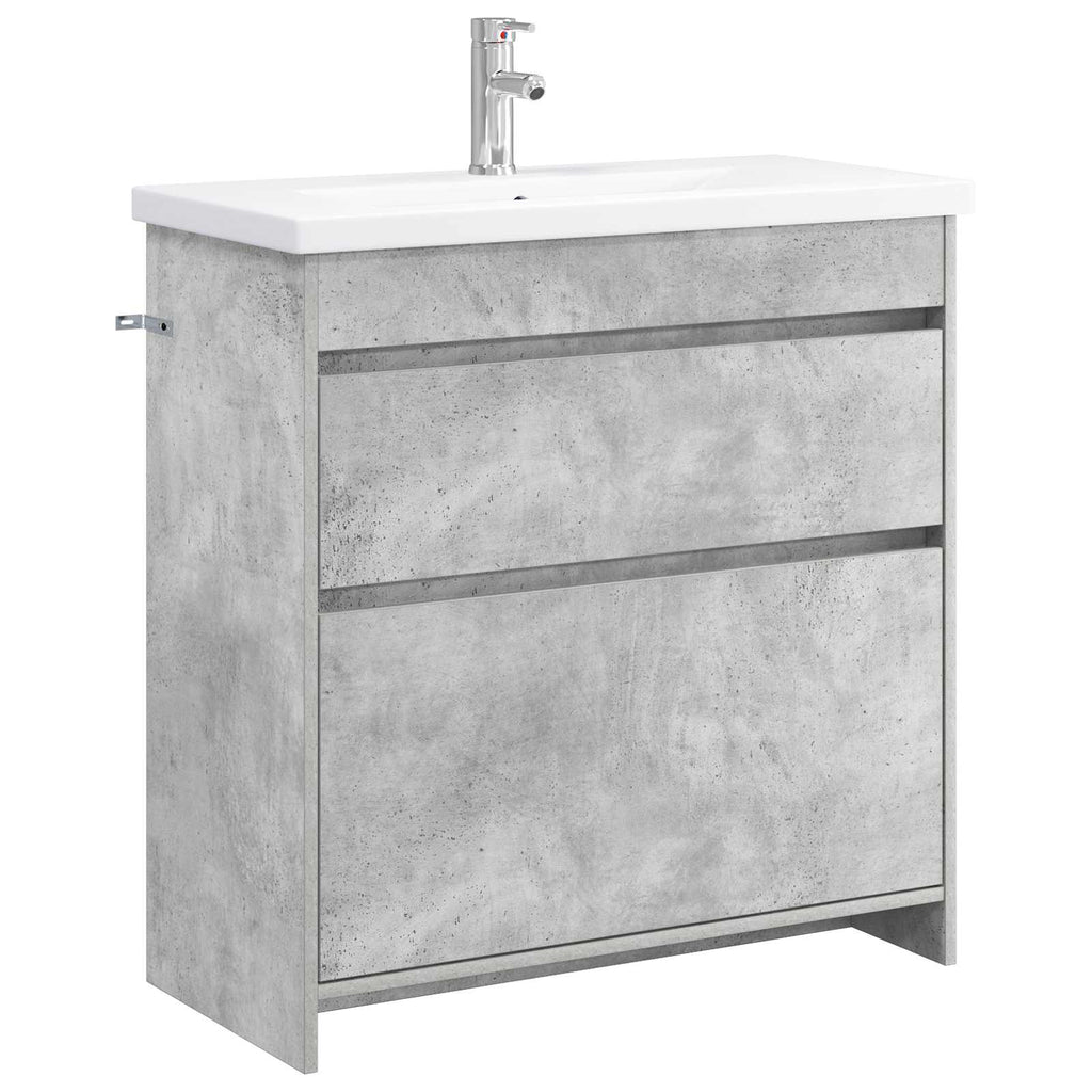 Badezimmermöbel-Set Betongrau 81 x 40 x 84,5 cm Holzwerkstoff