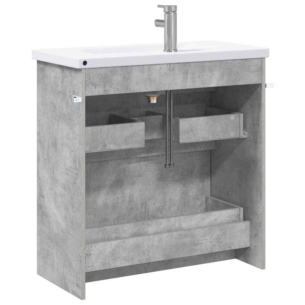 Badezimmermöbel-Set Betongrau 81 x 40 x 84,5 cm Holzwerkstoff