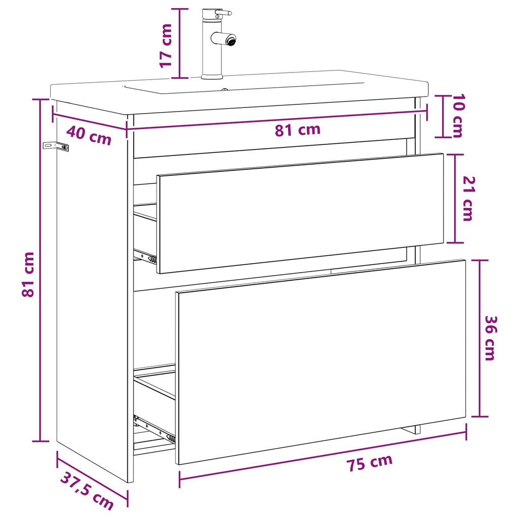 Badezimmermöbel-Set Geräucherte Eiche 81 x 40 x 84,5 cm