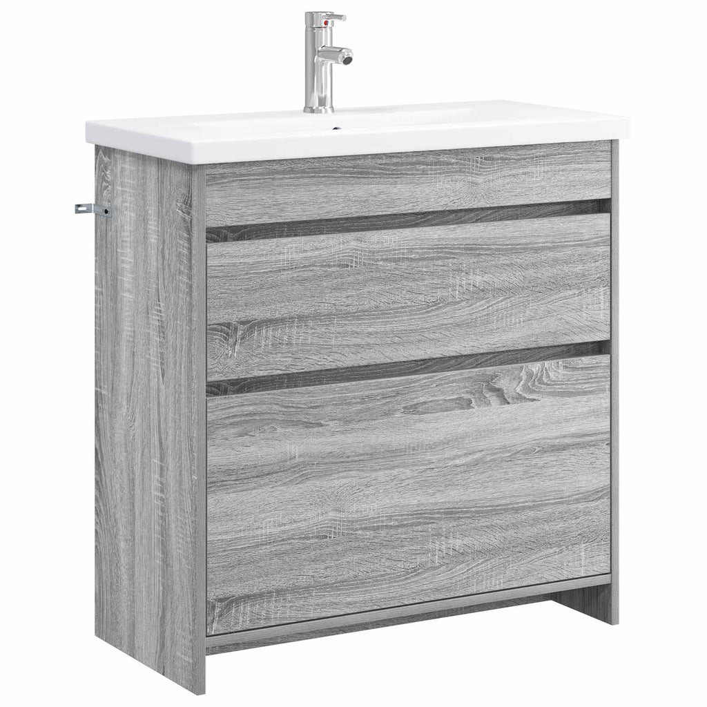 Badezimmermöbel-Set Grau Sonoma 81 x 40 x 84,5 cm Holzwerkstoff