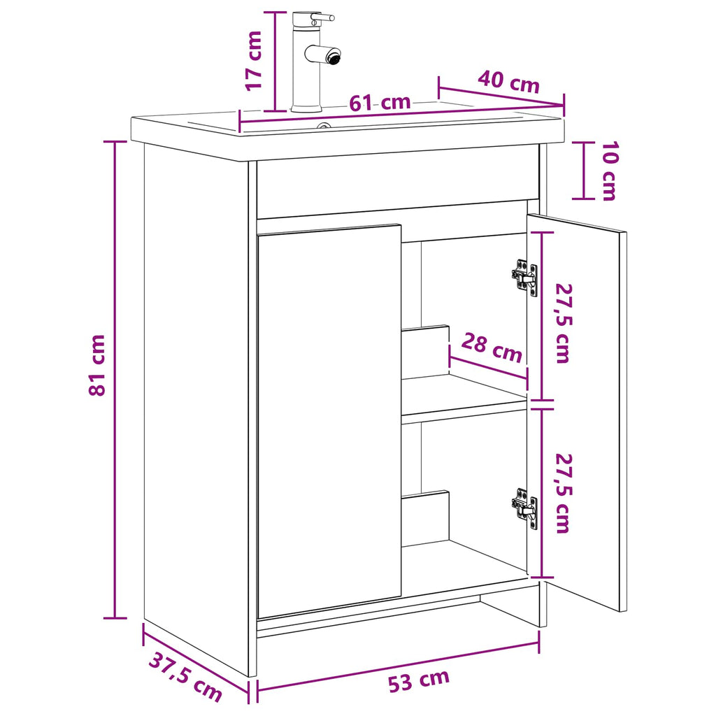 Badezimmermöbel-Set Sonoma-Eiche 61 x 40 x 84,5 cm