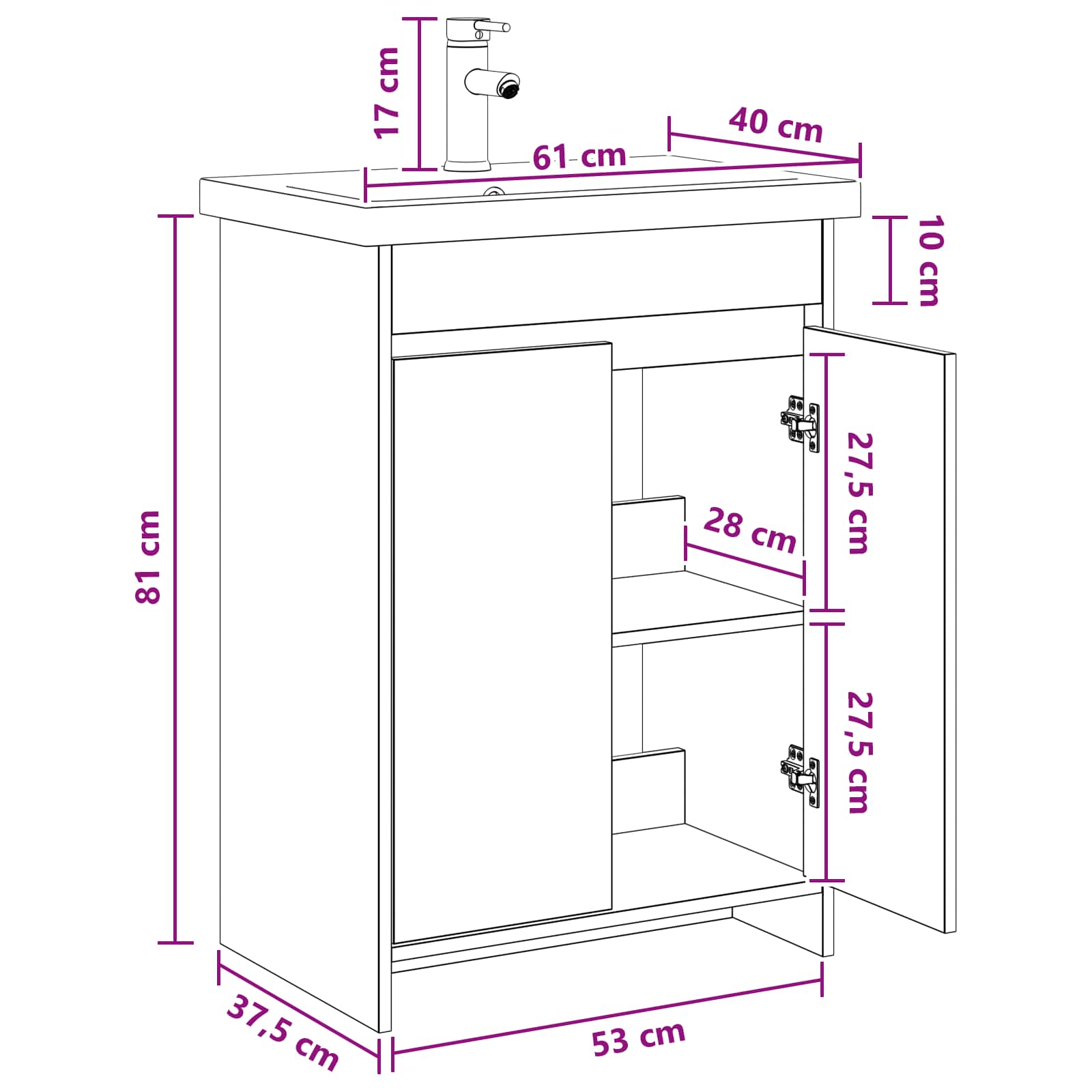 Badezimmermöbel-Set Sonoma-Eiche 61 x 40 x 84,5 cm