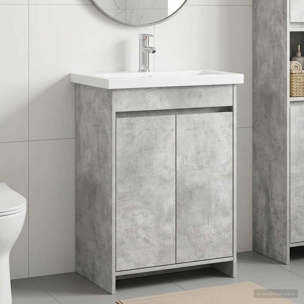 Badezimmermöbel-Set Betongrau 81 x 40 x 84,5 cm Holzwerkstoff