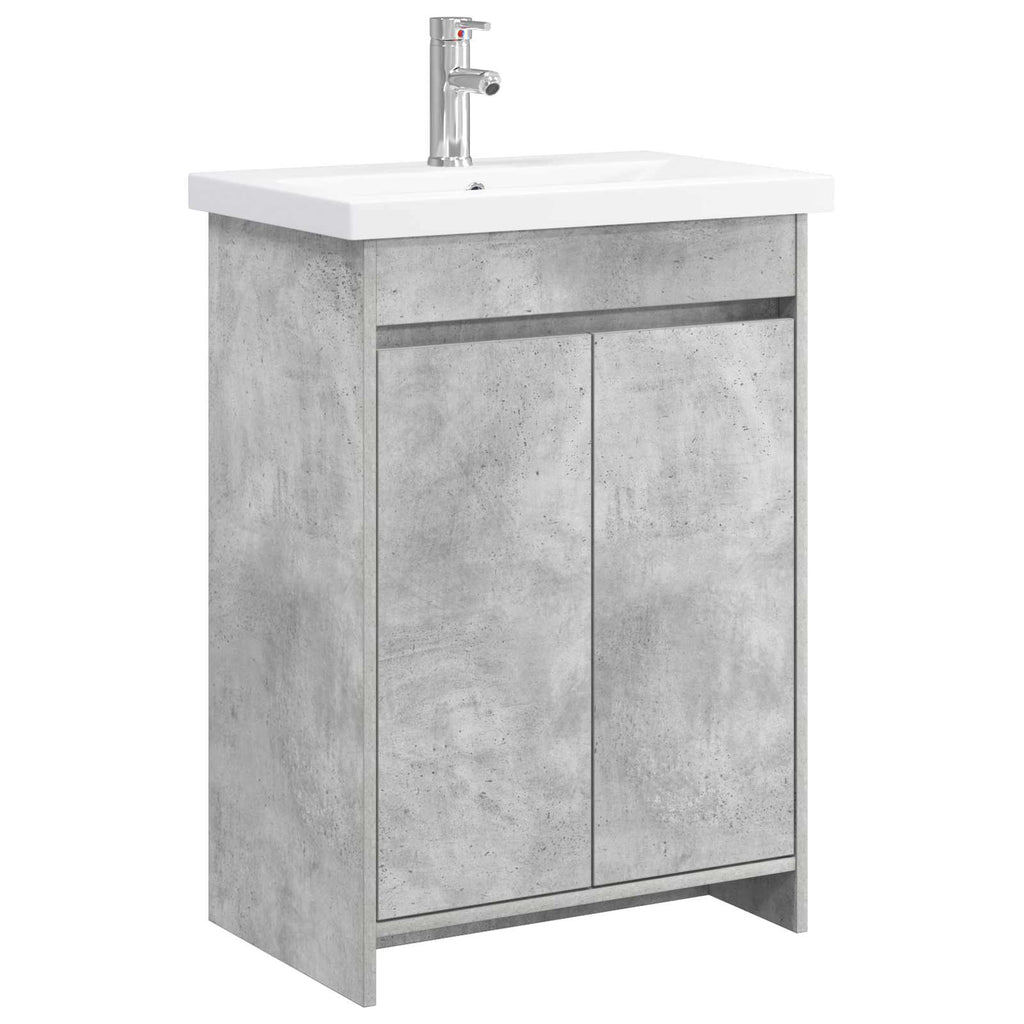 Badezimmermöbel-Set Betongrau 81 x 40 x 84,5 cm Holzwerkstoff