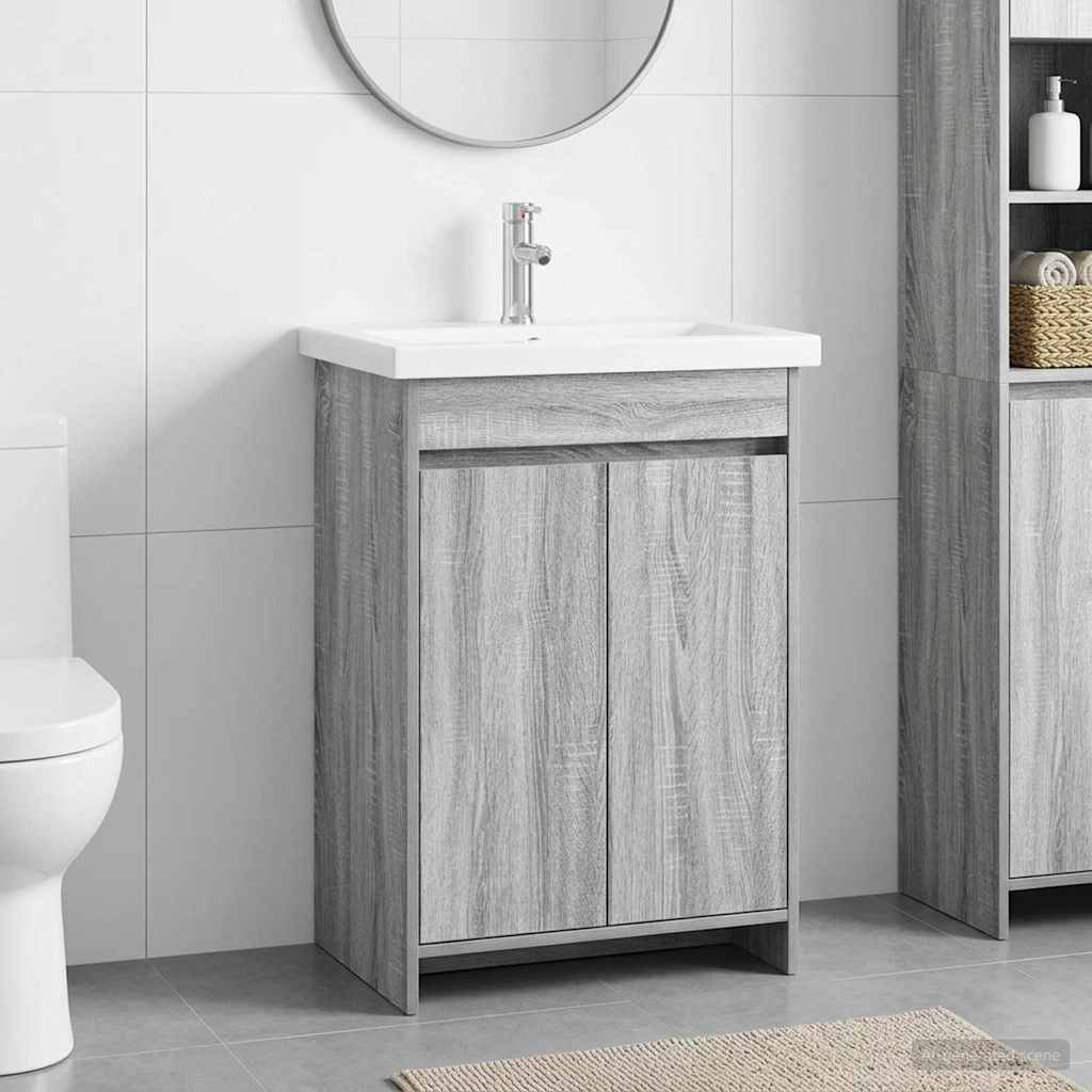 Badezimmermöbel-Set Grau Sonoma 81 x 40 x 84,5 cm Holzwerkstoff