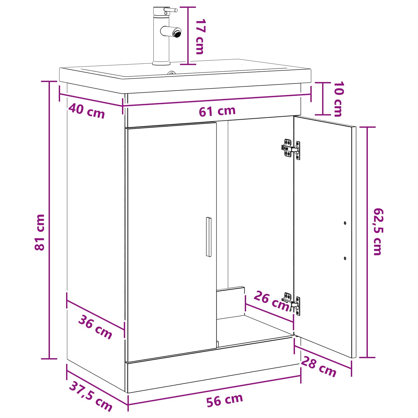 Badezimmermöbel-Set Weiß 61 x 40 x 84,5 cm Holzwerkstoff