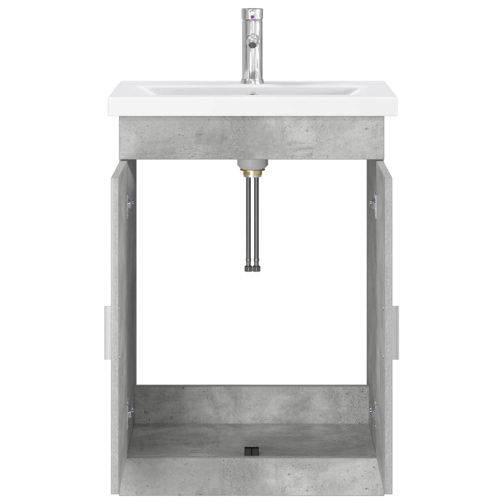 Badezimmermöbel-Set Betongrau 61 x 40 x 84,5 cm Holzwerkstoff