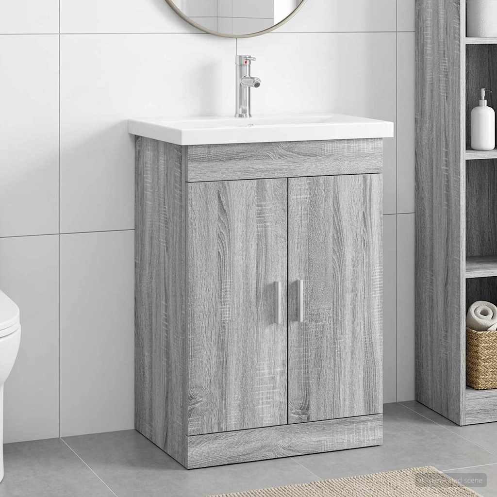 Badezimmermöbel-Set Grau Sonoma 61 x 40 x 84,5 cm Holzwerkstoff
