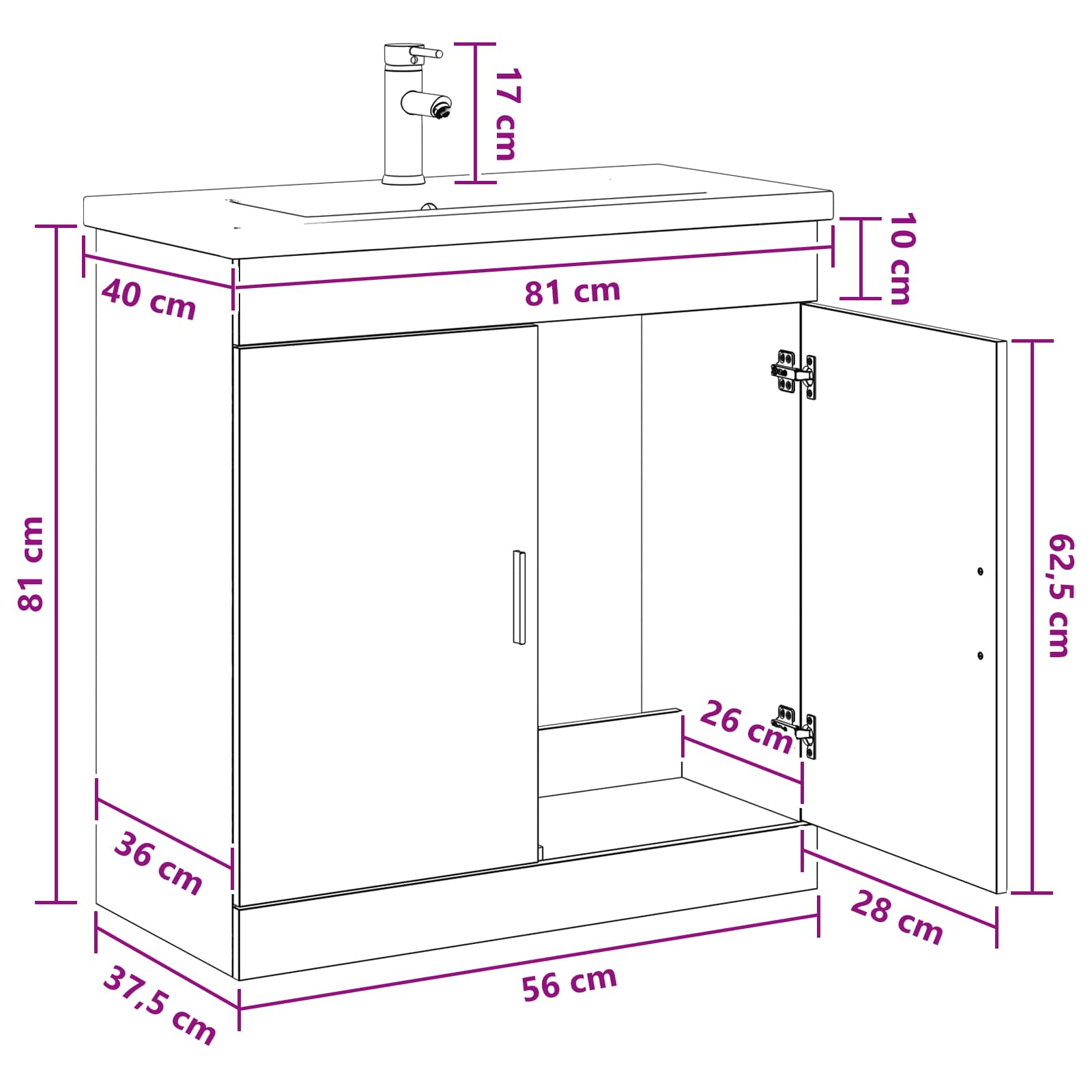 Badezimmermöbel-Set Sonoma-Eiche 81 x 40 x 84,5 cm