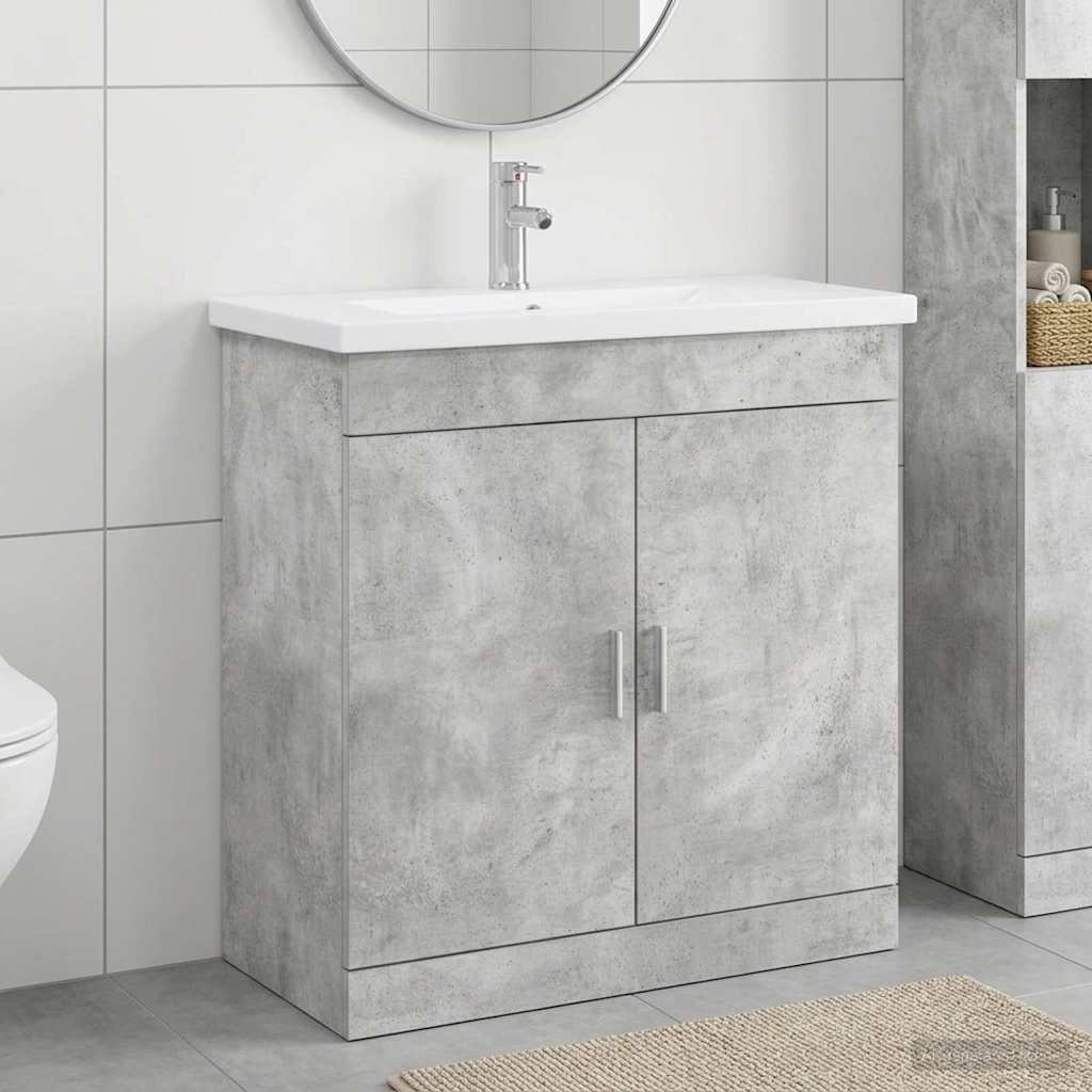 Badezimmermöbel-Set Betongrau 81 x 40 x 84,5 cm Holzwerkstoff