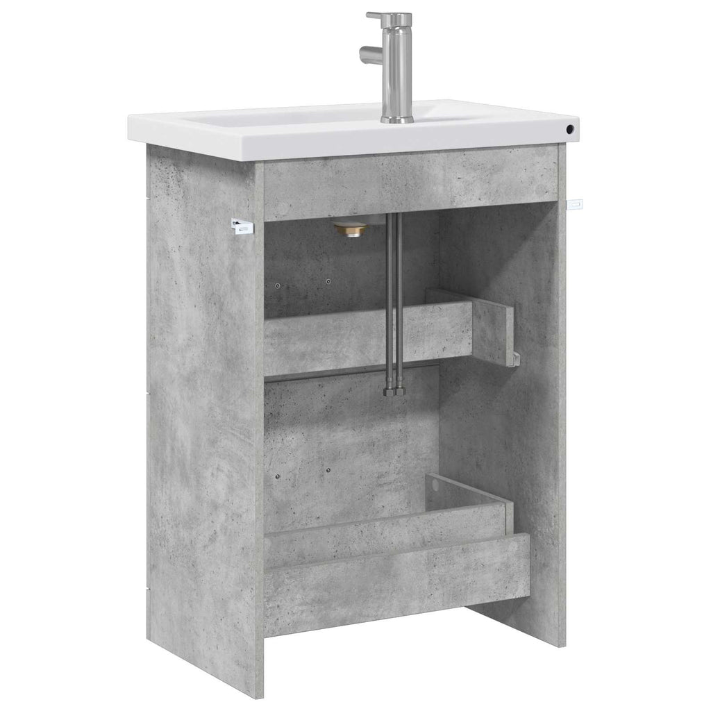 Badezimmermöbel-Set Betongrau 61 x 40 x 84,5 cm Holzwerkstoff