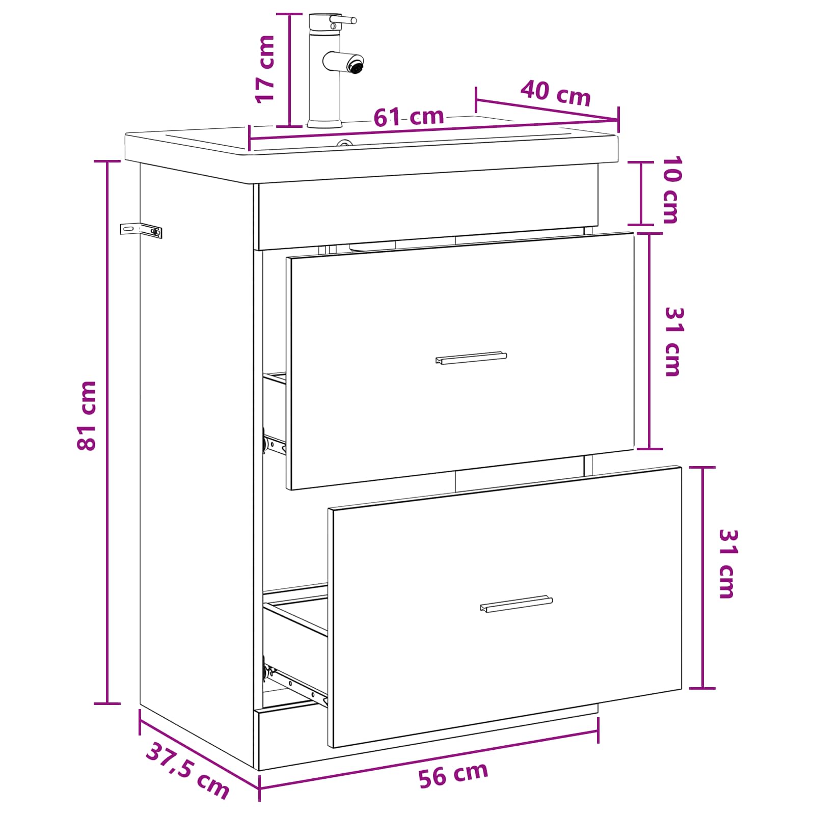 Badezimmermöbel-Set Grau Sonoma 61 x 40 x 84,5 cm Holzwerkstoff