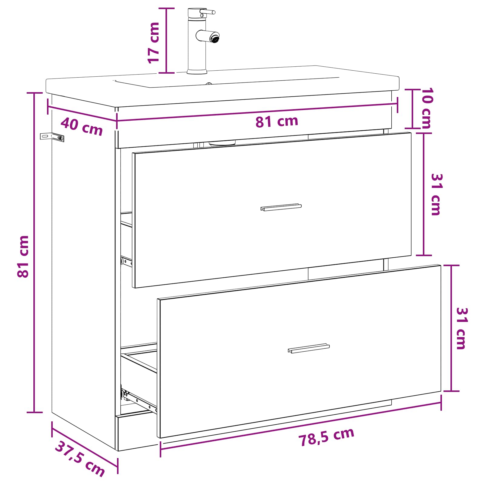 Badezimmermöbel-Set Weiß 81 x 40 x 84,5 cm Holzwerkstoff
