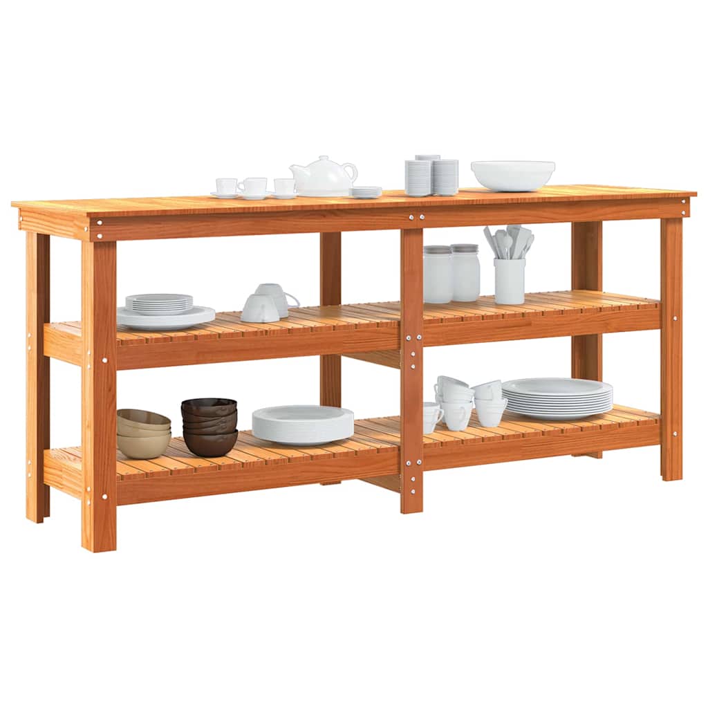 Werkbank Wachsbraun 181,5 x 50 x 80 cm Massives Kiefernholz