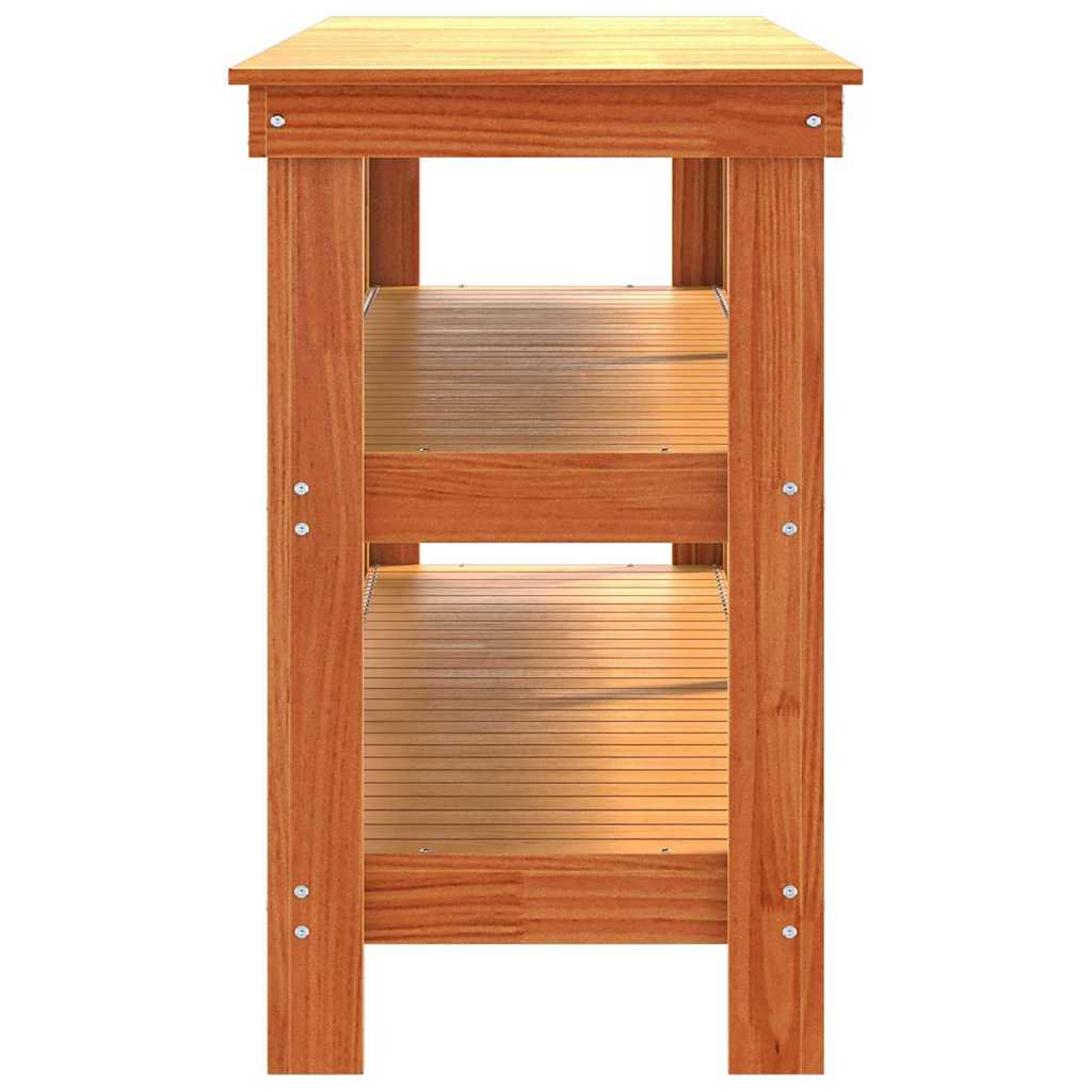 Werkbank Wachsbraun 181,5 x 50 x 80 cm Massives Kiefernholz
